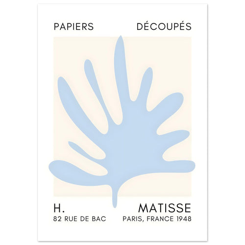 Artfulprints  Matisse – Coral drift light blue   poster 50x70 cm