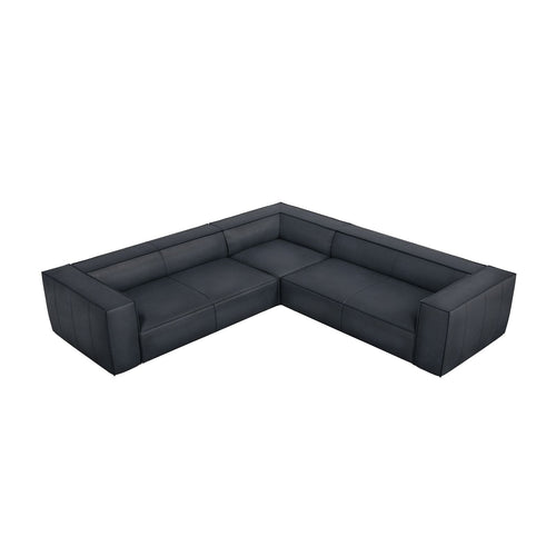 Cosmopolitan Design - Symmetrische hoekbank Turin 5-zits, echt leer blauw - 280x280x68cm