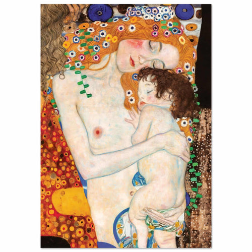 Artfulprints Poster met Lijst Gustav Klimt - The three ages of the woman   - A4 21x29.7 cm - Meerkleurig