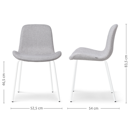 Nolon Nora-Fé Eetkamerstoelen Set van 2 - Lichtgrijs - Witte Poten - vtwonen shop