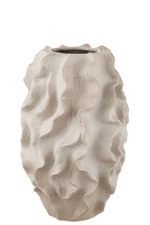 J-Line vaas Abstract Golven - klei - beige - large - 48 cm hoog