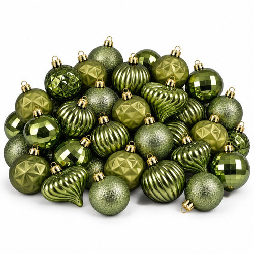 Mica Decorations Kerstballen Set Onbreekbaar Donkergroen - 40 Stuks Kerstballen van Gerecycled Polystyreen - Diameter 6 cm - Rond en Stevig - Geschikt