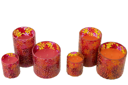J-Line geurkaars Bloemen Mozaiek - Tender Rose - mix - large - 2 stuks - 75U