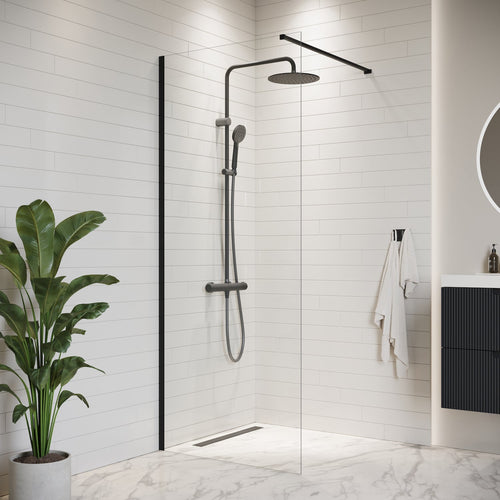 Badplaats Douchewand Florida 60 x 200 cm – Zwart – Inloopdouche 8 mm Veiligheidsglas