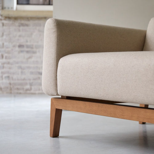 Tikamoon 3-zitsbank van massief eiken en ecru wol - Beige