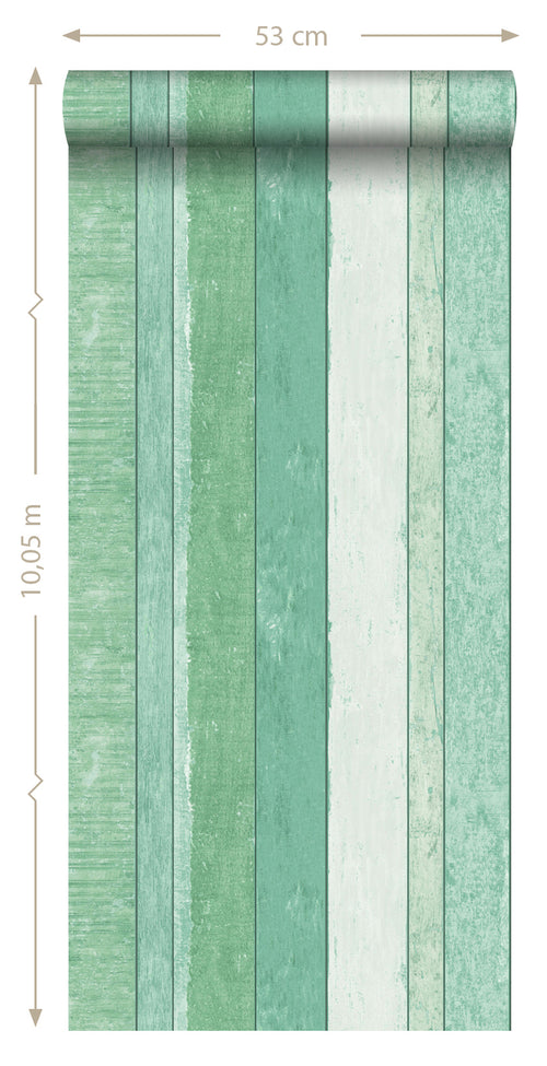 ESTAhome behang sloophout motief groen - 53 cm x 10.05 m - 138983