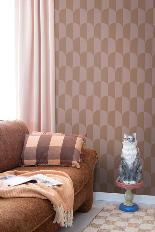 ESTAhome behang art deco bogen oudroze en bruin - 53 cm x 10.05 m - 131235 - vtwonen shop