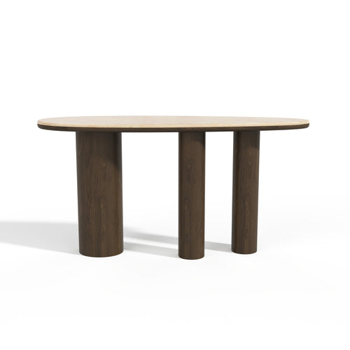 Premium Interiors - Console ARTE - multiplex en marmer donker walnoot en beige marmer 150cm