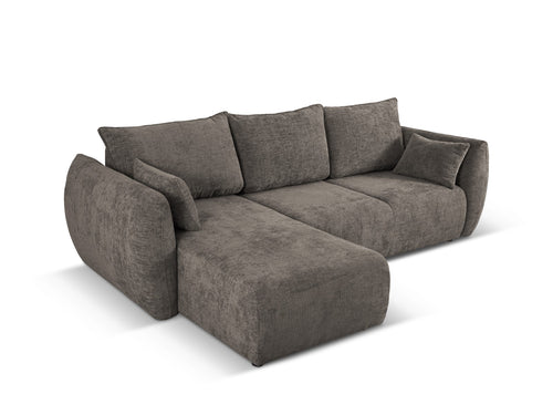 Cosmopolitan Design Uitklapbare hoekbank links met opbergdoos Matera 4-zits, chenille, grijs - 173x253x86cm