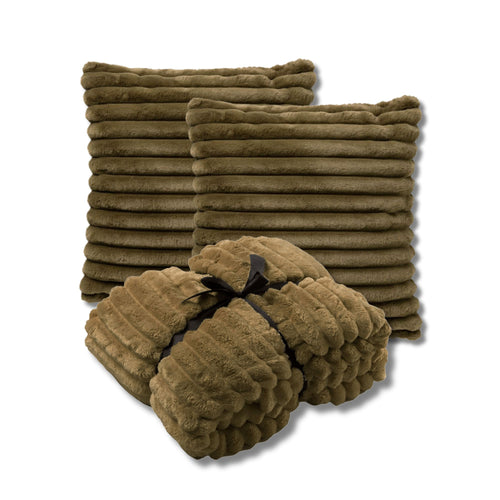 Dutch Decor - VOORDEELSET - 3-delig - Hazel & Ricky - 2 sierkussens 50x50 cm - 1 plaid 150x200 cm - groen - vtwonen shop