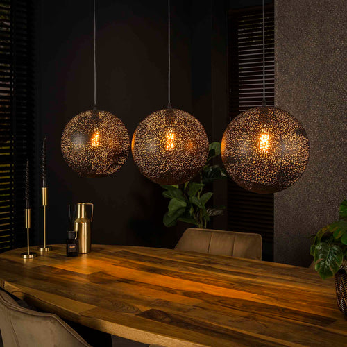 Giga Meubel Hanglamp Zip - Zwart Metaal - 3-Lichts - 125x30x150cm