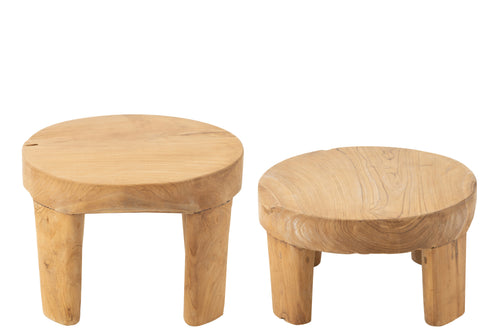 J-Line tafel Rond - hout - naturel - set van 2 - vtwonen shop