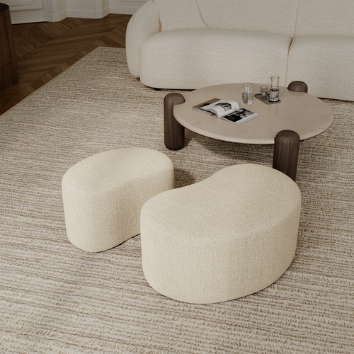 Sia Home - Poef DUNE - Bouclette stof - Crème - 60cm