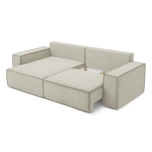 LaMiaSofa hoekbank links Livorno - textuurstof - lichtbeige - 257x148x82