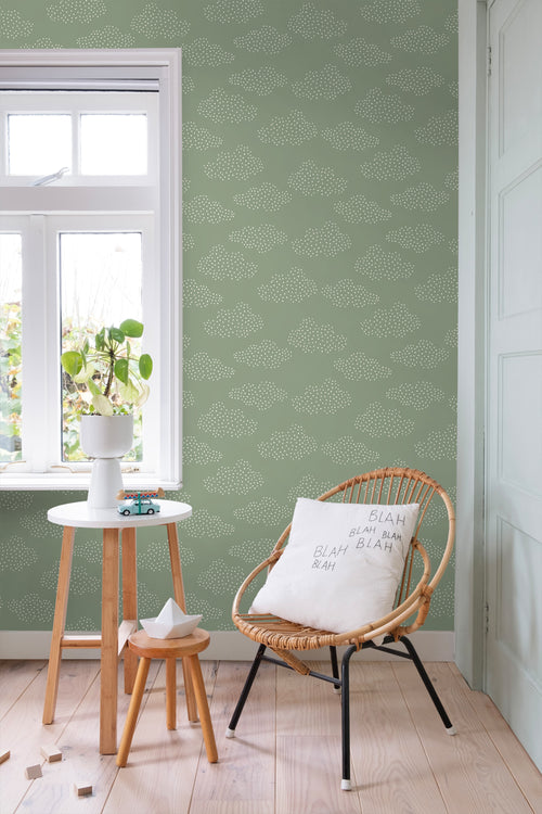ESTAhome behang wolkjes groen - 50 x 900 cm - 131223 - vtwonen shop