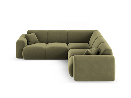Cosmopolitan Design Hoekbank Nolio 5-zits, flueel lichtgroen - 252x252x72cm