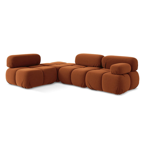 LaMiaSofa hoekbank links Sanremo - velours - terracotta - 285x190x70