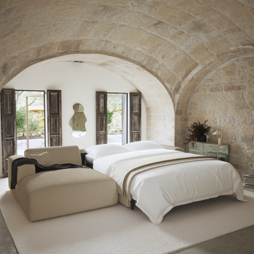 Sia Home - Hoekbanken links MYRA - Bouclette stof - Mol - 299cm