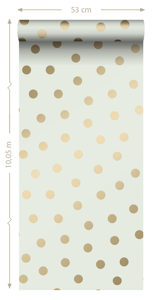 ESTAhome behang stippen gebroken wit en goud - 53 cm x 10.05 m - 139243
