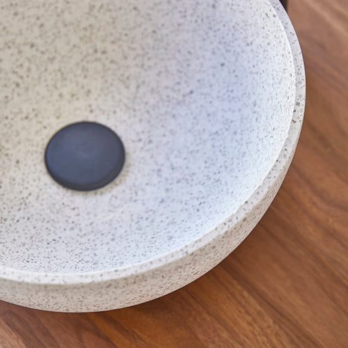 Tikamoon Ronde waskom van wit premium terrazzo ∅ 32 cm - Wit