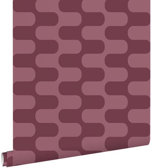 ESTAhome behang golvende lijnen paars - 50 x 900 cm - 132144