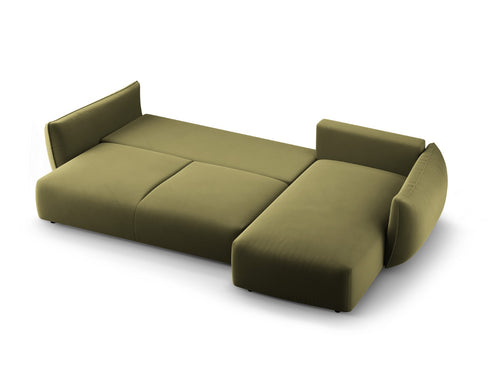 Cosmopolitan Design Converteerbare hoekbank rechts met opbergdoos Matera 4-zits, flueel groente - 173x253x86cm