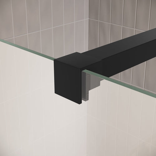 Badplaats Douchewand Florida 80 x 200 cm – Zwart – Inloopdouche 8 mm met Melkglas
