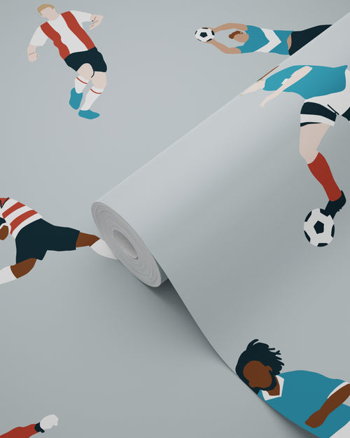 ESTAhome behang voetbalspelers lichtblauw - 50 x 900 cm - 131555 - vtwonen shop