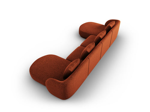 Cosmopolitan Design Panoramische bank Tulum 5-zits, chenille, terracotta - 156x330x70cm