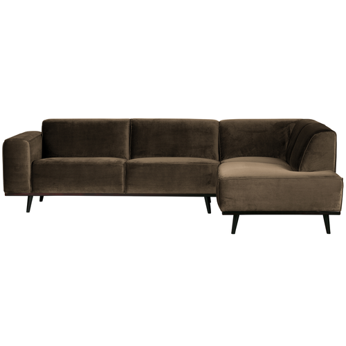 WOOOD hoekbank rechts Statement - Fluweel - Taupe - 77x274x210