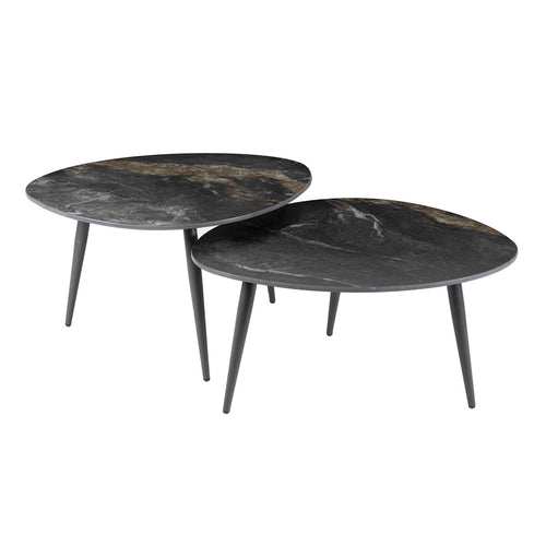 Giga Meubel Salontafel Fossil - Zwart Keramiek - Set van 2 - 70x58x40cm - vtwonen shop
