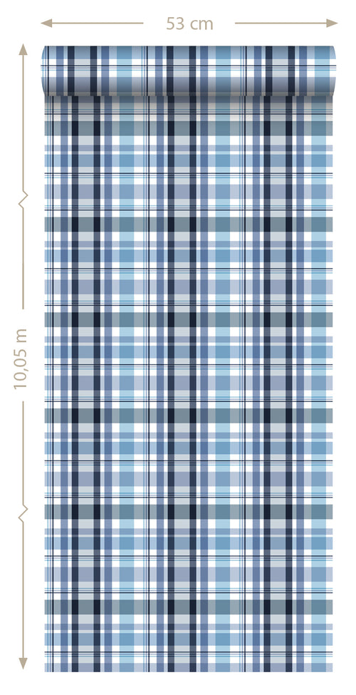 ESTAhome behang ruiten blauw - 53 cm x 10.05 m - 138820