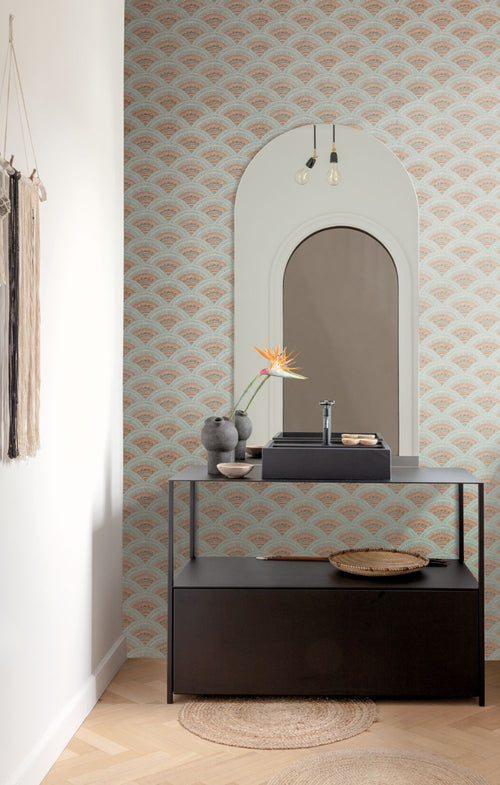 Masureel behang art deco motief groen - 53 cm x 10.05 m - 631902 - vtwonen shop