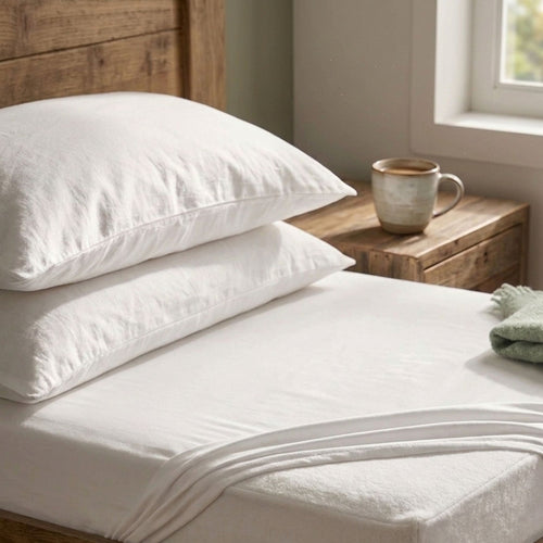 Ten Cate molton + katoensatijn hoeslaken set - 180x200 cm - wit