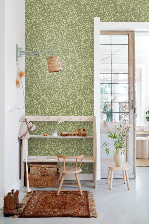 ESTAhome behang bloemetjes groen - 50 x 900 cm - 131210 - vtwonen shop