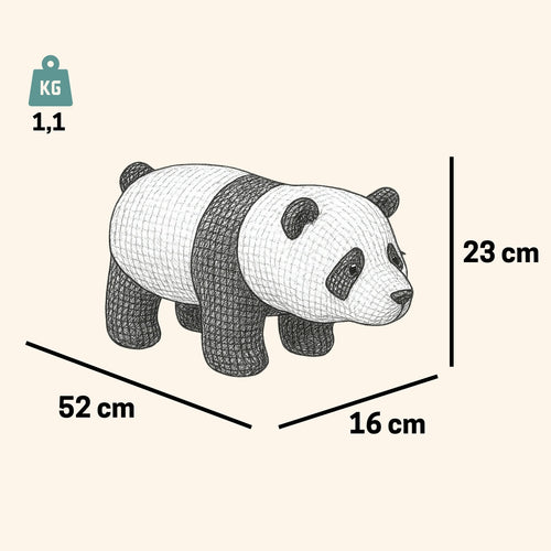 Pintado & Lacado knuffeldier Panda - zwart - 52 cm