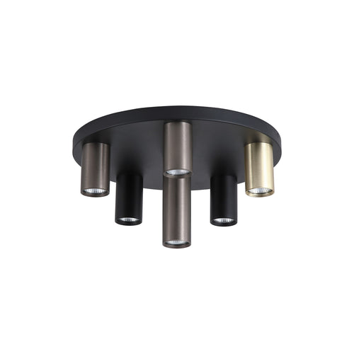 Searchlight plafondlamp Tubes - 6 lichts - 40  x 20   cm - zwart brons messing