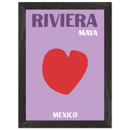 Artfulprints Poster met Lijst Mexico - Riviera Maya   - A4 21x29.7 cm - Paars