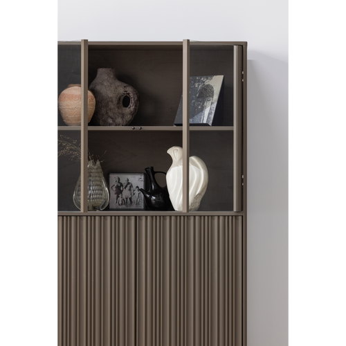 WOOOD lage vitrinekast Nova - Grenen - Truffel Bruin - 172x102x40