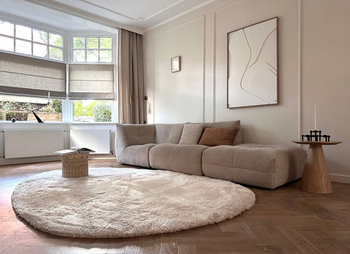 Organisch hoogpolig vloerkleed Odelia beige/wit - Interieur05 - 150 x 80 cm