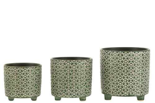 J-Line bloempot Bloem - keramiek - groen - large - Ø 16.5 cm - vtwonen shop