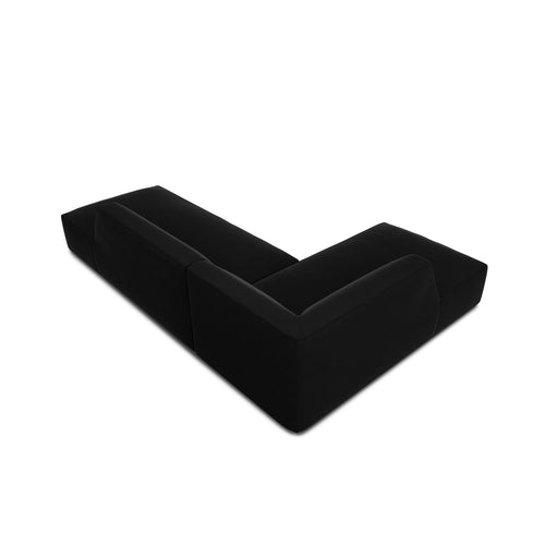 Cosmopolitan Design - Modulaire hoekbank links Siena 4-zits, flueel zwart - 180x273x69cm