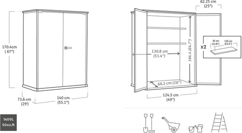 Keter Venetian Tuinkast - 1400L - 140x73.6x170.4cm - Bruin - vtwonen shop