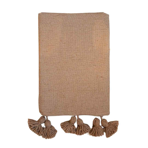 MÔMÉ Plaid Pom Pom - camel - 95 x 175 cm - vtwonen shop