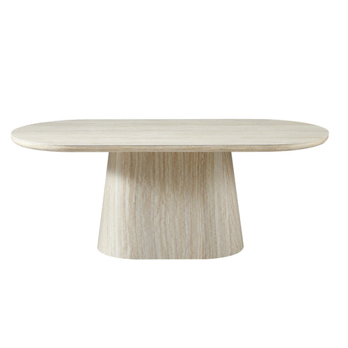 Giga Meubel Eettafel Michal Travertinlook - Ovaal - 200 cm - Sintered Stone