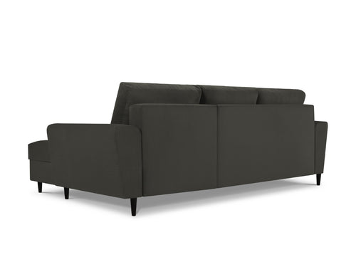 Cosmopolitan Design Converteerbare hoekbank rechts met opbergdoos Kyoto 4-zits, ribfluwelen, zwart - 145x241x88cm