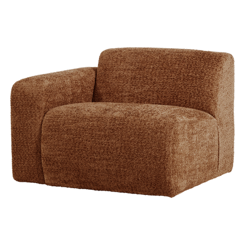 WOOOD 1-zits bank arm links Mojo Base - Wollig - Roestbruin - 74x105x97