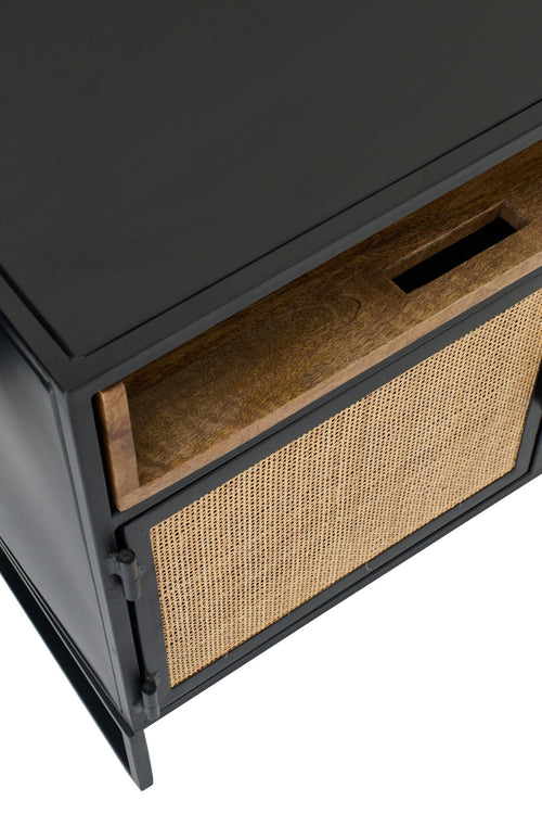 J-Line tv-meubel Rieten Panelen - hout - zwart/naturel