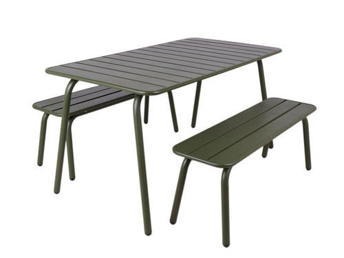 MaximaVida metalen picknickset Max 150 cm olijfgroen – 3-delig - vtwonen shop