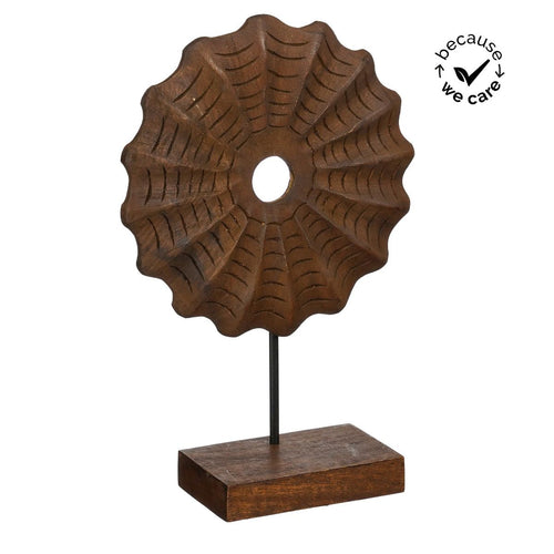 Mica Decorations Pavel Decoratie Object - Vrijstaand met Rond Ontwerp - FSC 100% Gecertificeerd - Decoratief Patroon met Open Midden - Bruin - L25 x